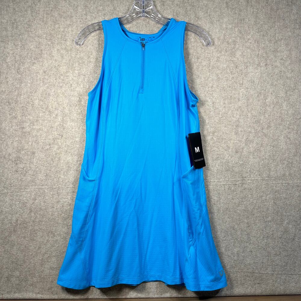IBKUL NWT Sleeveless Active Dress Turquoise Zip Neck Golf Tennis UPF SZ Medium